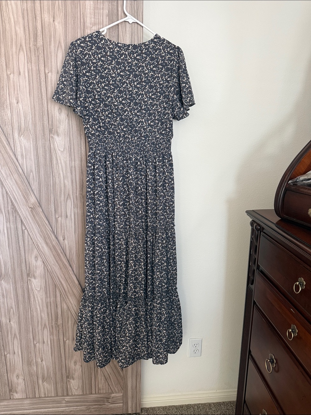 Mikarose Navy Maxi Dress with Ivory Floral Print - Picture 3 of 3